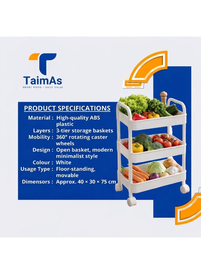 TaimAs 3-Layer Kitchen Trolley Storage Cart - Image 2
